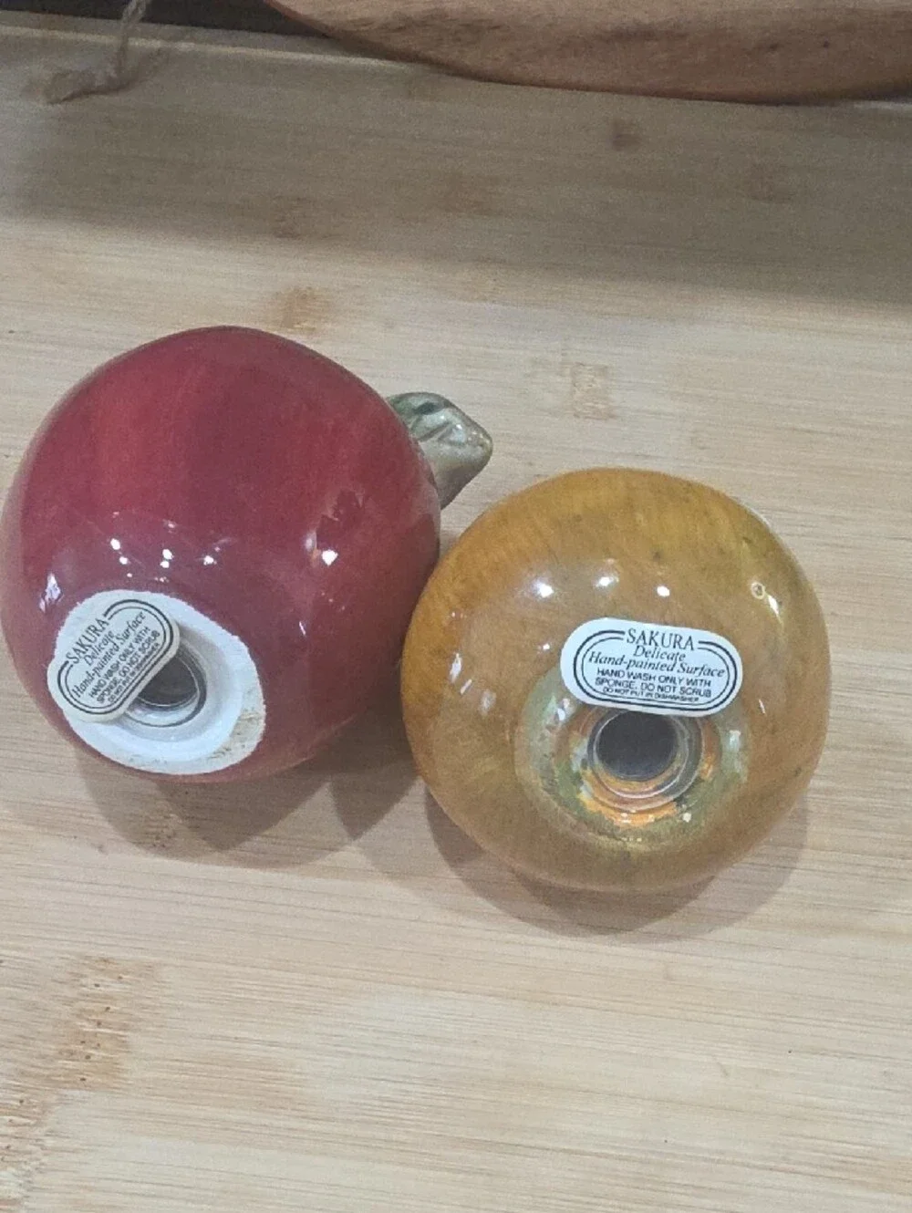 Sakura Red Apple and Yellow Pear Ceramic Salt and Pepper Shakers